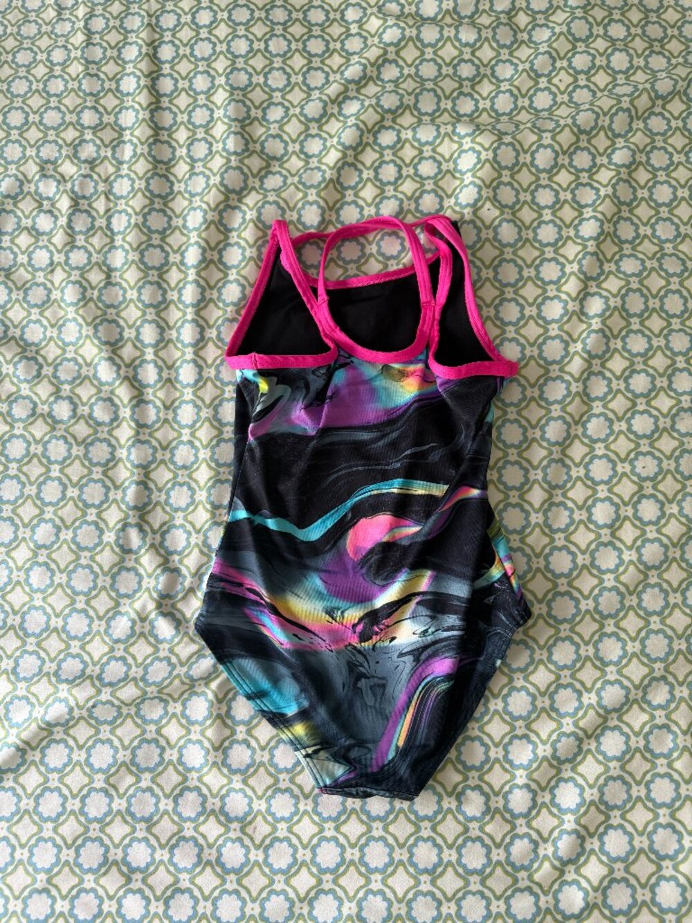 Justice Girls XS 5/6 Dance Gymnastics Leotard Black Pink Multicolor Strappy
